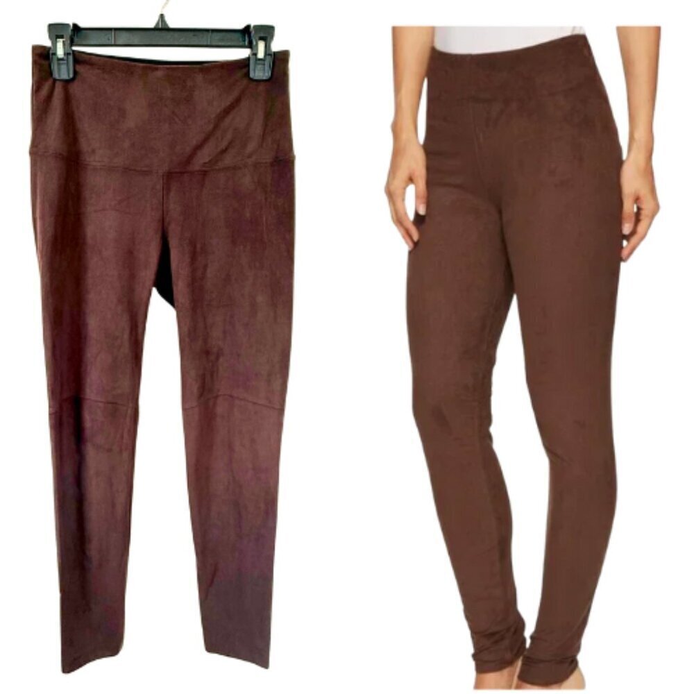 LYSSE Brown Faux Suede Leggings Top Size S